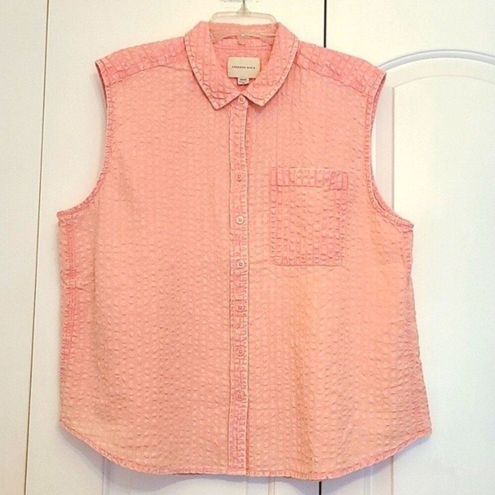 NWT-AE Oversized Pink Sleeveless Button-Up Shirt Women's Size M